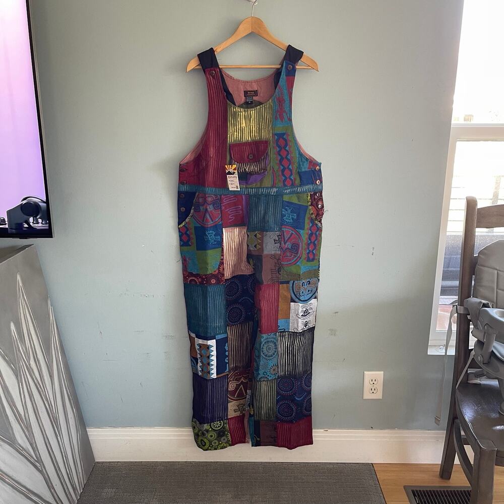 Rising International XL Boho Patchwork Overalls No Stretch